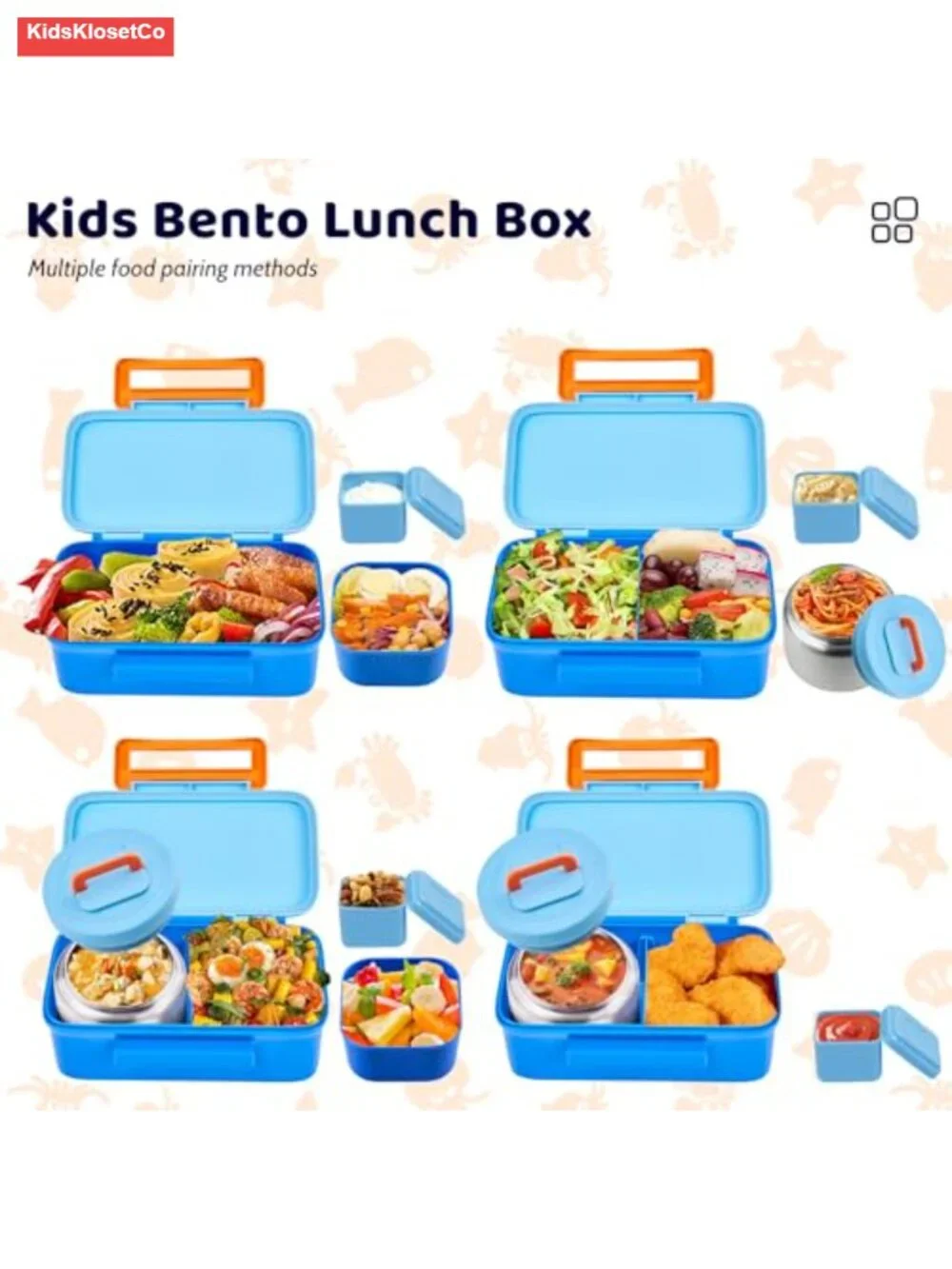 Kids Insulated Leak-Proof Bento Lunch Box with Thermo Food Jar, Stainless Steel